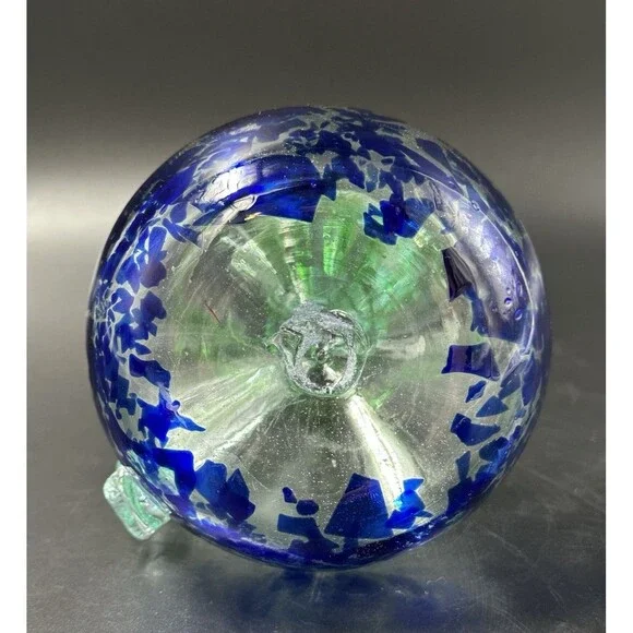 Lafiore Handblown Artistic Mallorca Green and Blue Glass Oil Bottle - Picture 9 of 9